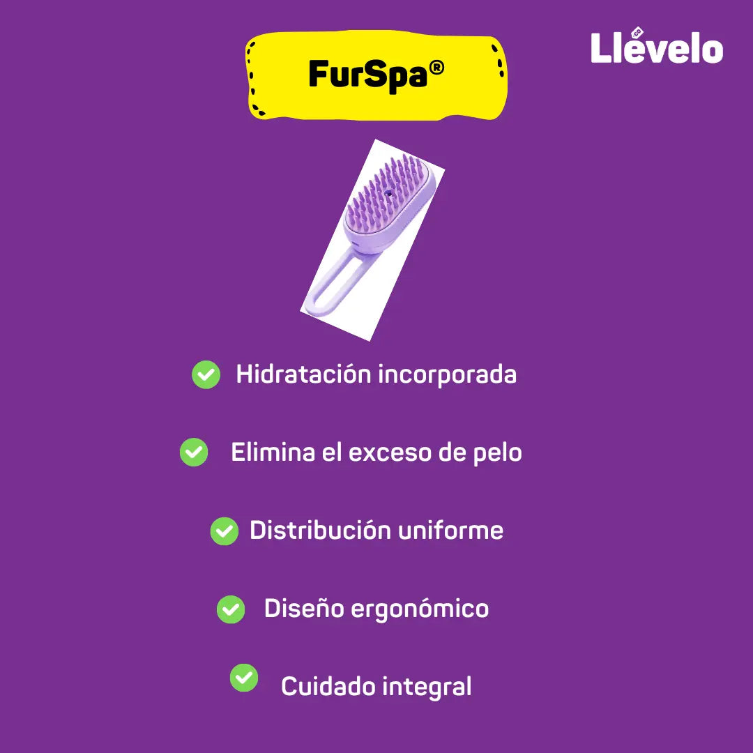 FurSpa® 3 en 1 Cepillo de Vapor para Mascotas